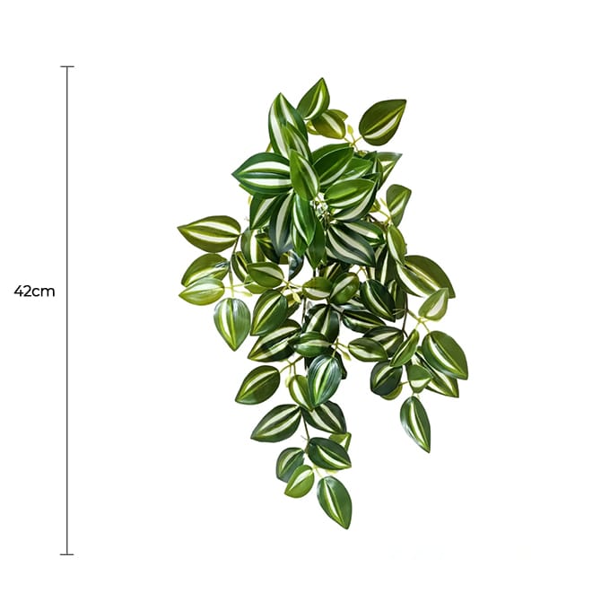 Designer Plants Artificial Hanging Tradescantia Zebrina 42cm - Realistic Green & Burgundy Foliage