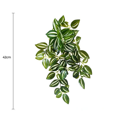 Designer Plants Artificial Hanging Tradescantia Zebrina 42cm - Realistic Green & Burgundy Foliage
