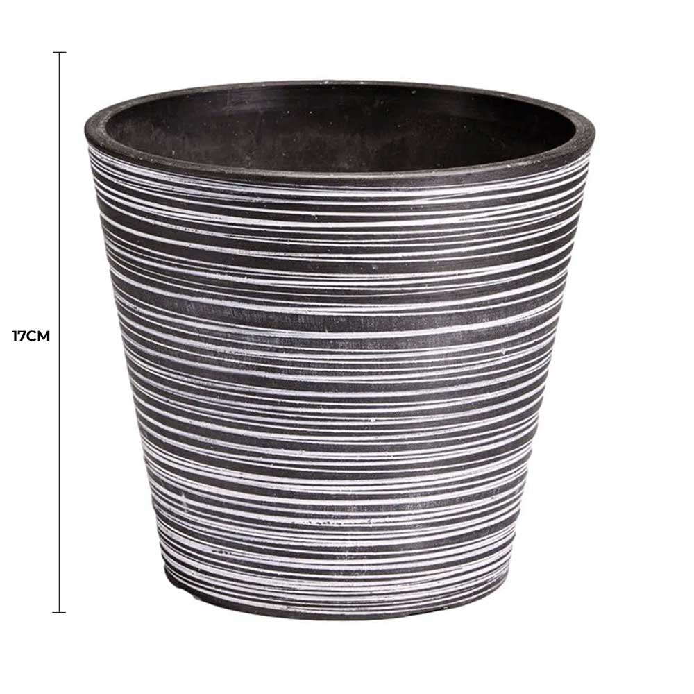 Engraved Black and White Garden Pot 17cm - Recycled, Durable, Eco-Friendly - SuperSaverAU - view 2