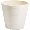 Cream + White Ribbed Designer Pot 14cm - Hand Engraved, Recycled Materials - SuperSaverAU - view 1