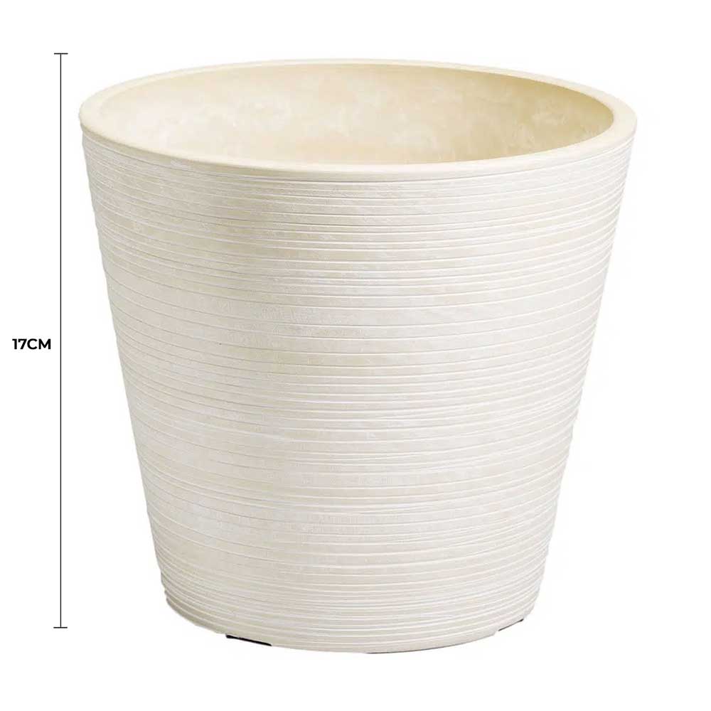 Cream / White Hand Engraved Plastic Pot 17cm - Eco-Friendly, Durable Design - SuperSaverAU - view 2