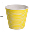 Yellow White Hand Engraved Garden Pot 17cm - Recycled, Durable, Eco-Friendly - SuperSaverAU - view 2