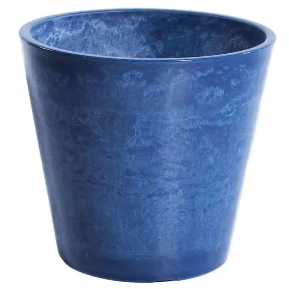 High Gloss Blue Garden Pot 25cm - Durable Recycled Plastic & Concrete - SuperSaverAU - view 1