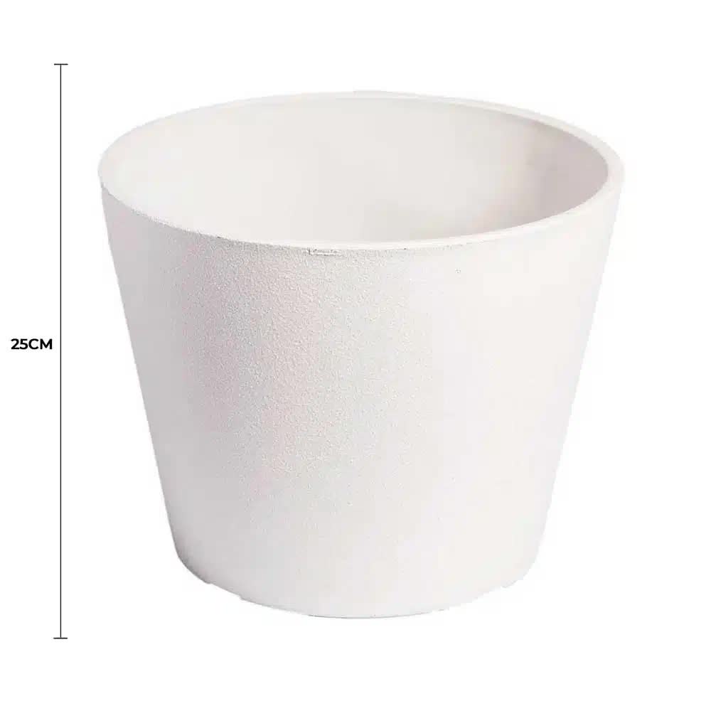Designer Pot White Rendered Planter Pot 25cm - Eco-Friendly, Durable, Textured - SuperSaverAU - view 2