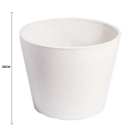 Designer Pot White Rendered Planter Pot 25cm - Eco-Friendly, Durable, Textured - SuperSaverAU - view 2