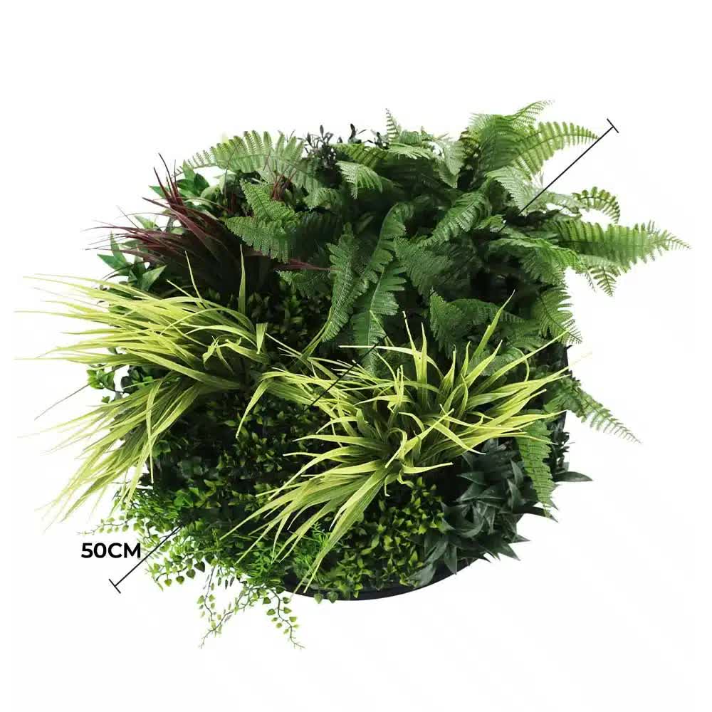 Slime-line Green Wall Disc Art 50cm - Indoor UV Resistant Grassy Fern Fields - SuperSaverAU - view 2