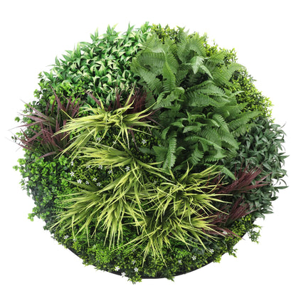 Slime-line Green Wall Disc 100cm Black Frame Artificial Fern UV Resistant