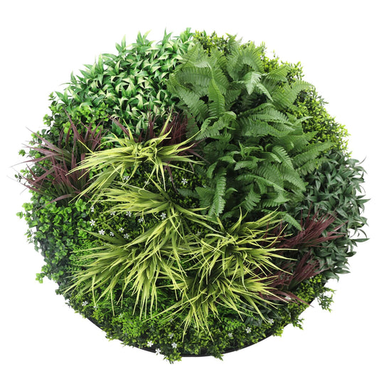 Slime-line Green Wall Disc 100cm Black Frame Artificial Fern UV Resistant