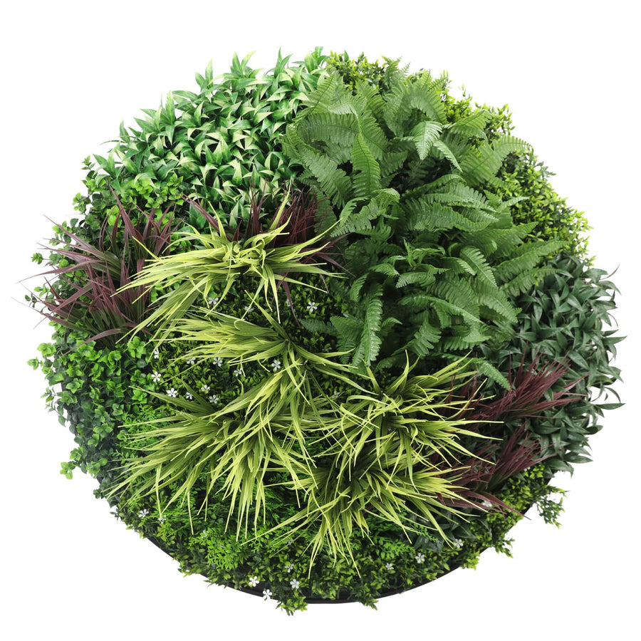 Slime-line Green Wall Disc 100cm Black Frame Artificial Fern UV Resistant - SuperSaverAU - view 1