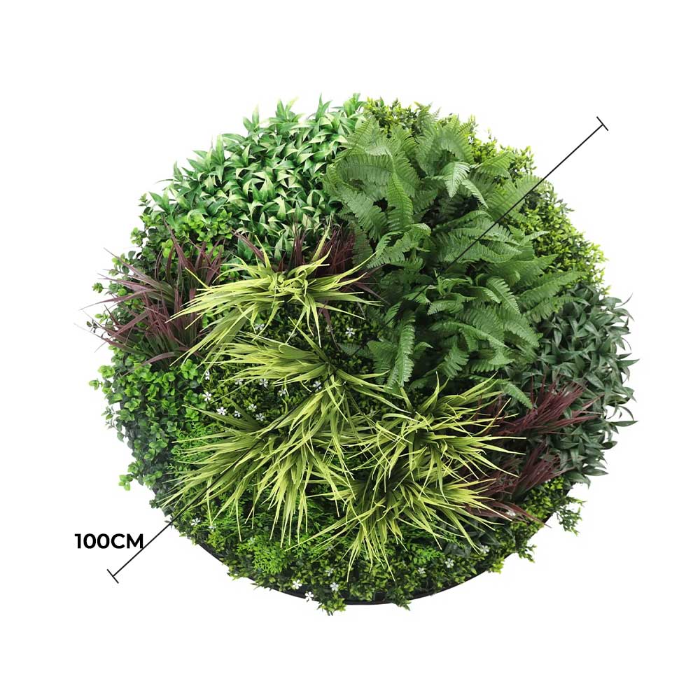 Slime-line Green Wall Disc 100cm Black Frame Artificial Fern UV Resistant - SuperSaverAU - view 2