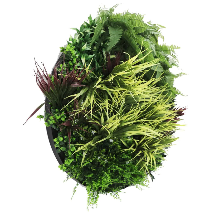 Premium 80cm Artificial Green Wall Disc Art - UV Resistant Black Frame - SuperSaverAU - view 1