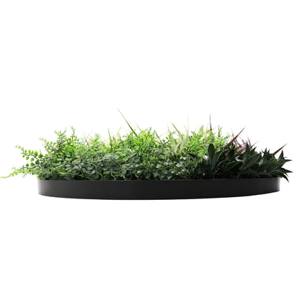 Premium 80cm Artificial Green Wall Disc Art - UV Resistant Black Frame