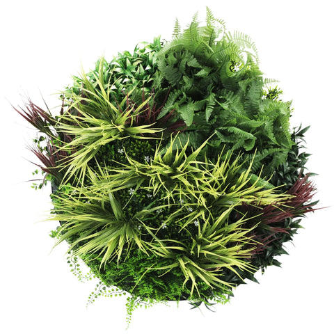 80cm Slimline Artificial Green Wall Disc Art - UV Resistant Grassy Fern (White) - SuperSaverAU - view 1