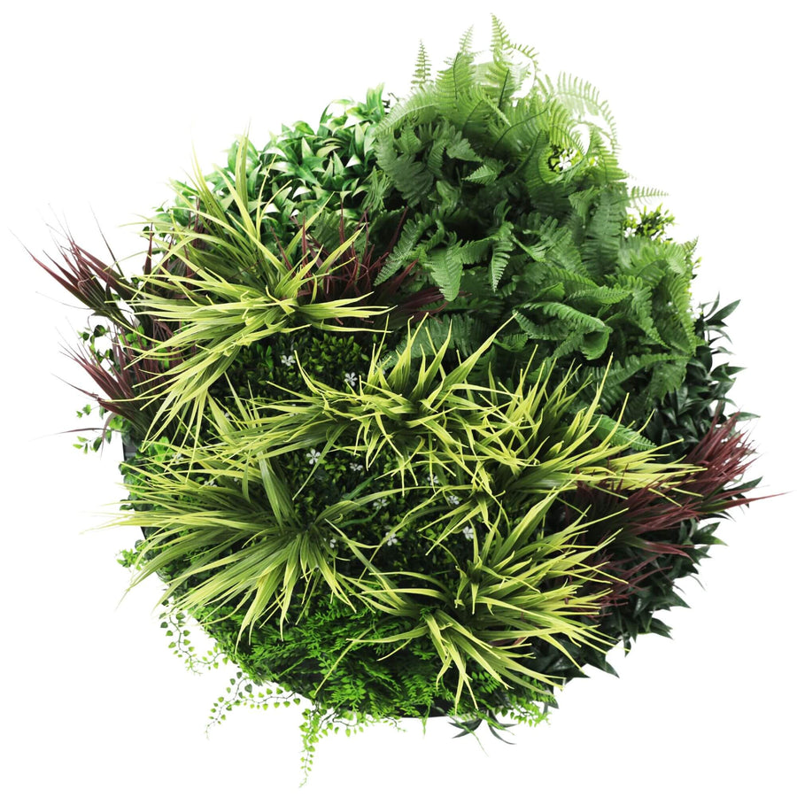 80cm Slimline Artificial Green Wall Disc Art - UV Resistant Grassy Fern (White) - SuperSaverAU - view 1