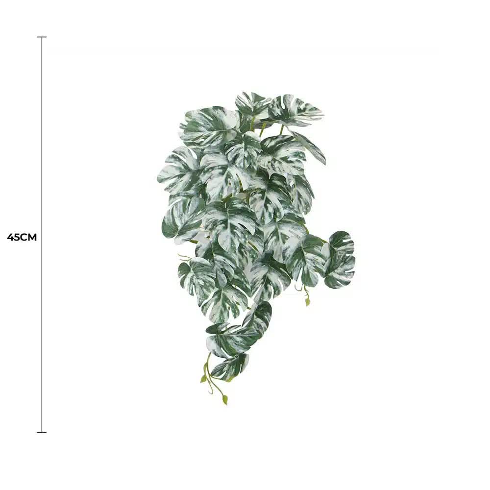 Artificial White Green Monstera Plant Albo Variegata 45cm - Lifelike Indoor Decor