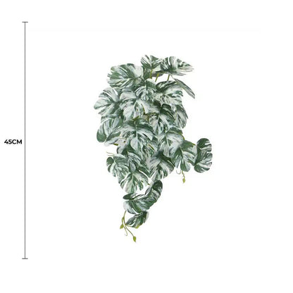 Artificial White Green Monstera Plant Albo Variegata 45cm - Lifelike Indoor Decor