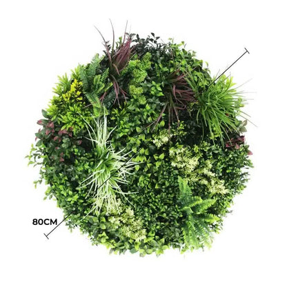 80cm Artificial Green Wall Disc Art - UV Resistant, Easy Installation, Fresh Colour