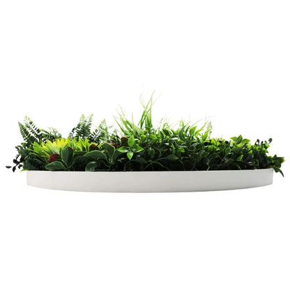 Slime-line 80cm Artificial Green Wall Disc Art UV Resistant White Frame