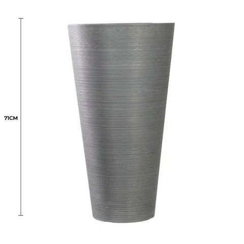 Designer Pot Tall Textured Grey Planter 71cm - Eco-Friendly, Durable, Indoor/Outdoor - SuperSaverAU - view 2