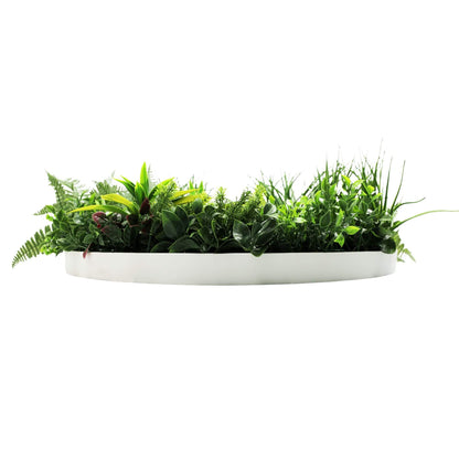 80cm Slimline Artificial Green Wall Disc Art Country Fern - UV Resistant, White Frame