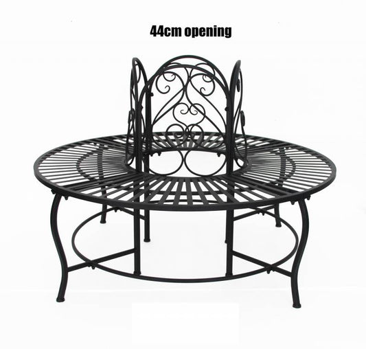 Black Metal Tree Surround with Bench, 131cm, 20kg