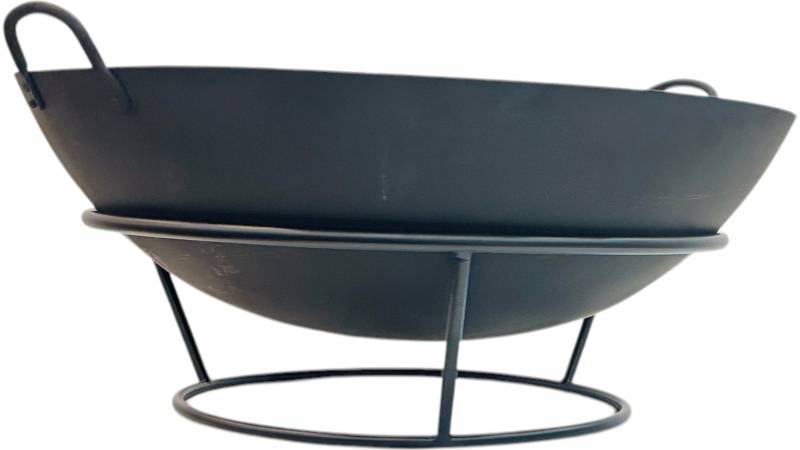 BBQ Outdoor Fire Pit 65cm - Black Metal Garden Decor, 5kg - SuperSaverAU - view 2