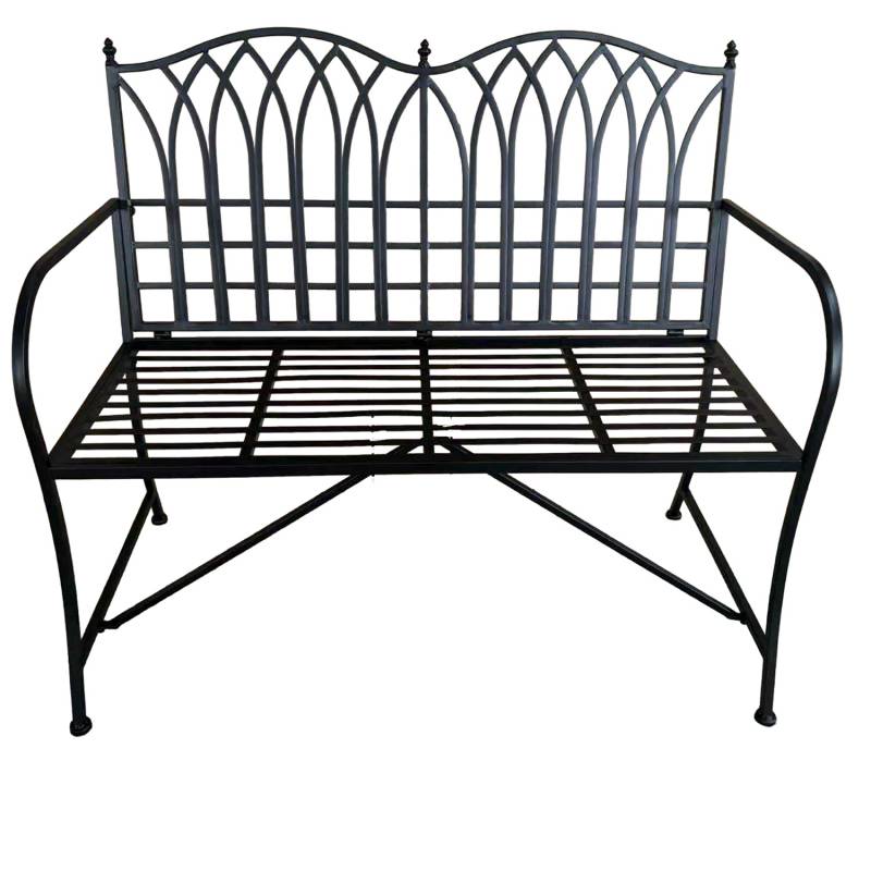 Leon Garden Bench - Black Metal, L 115 x W 46 x H 100 cm, 14 kg - SuperSaverAU - view 1