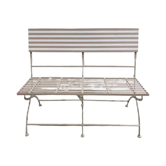 Ocean Garden Bench - Metal, Beige and White, L 104 x W 51 x H 87 cm, 14 kg