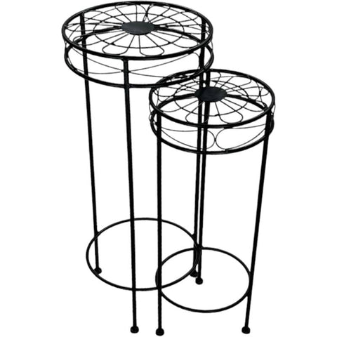 Tracey Plant Stand Set of 2, 30x70cm, Black Metal, Casual Elegance - SuperSaverAU - view 1