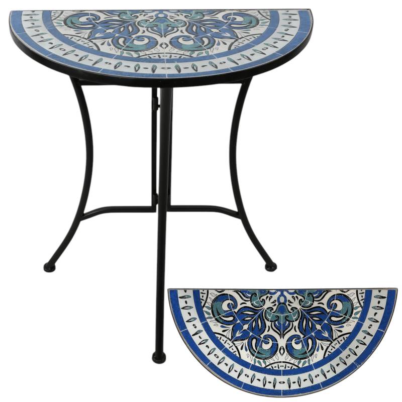 Marrakesh Glow Outdoor Table 60x69cm - Black & White Mosaic