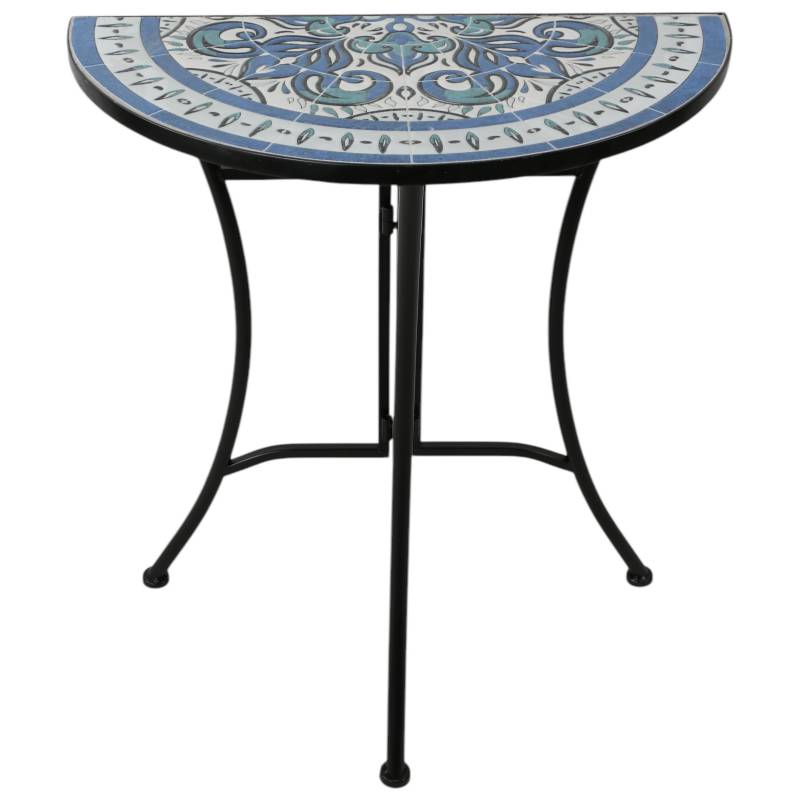 Marrakesh Glow Outdoor Table 60x69cm - Black & White Mosaic