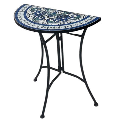 Marrakesh Glow Outdoor Table 60x69cm - Black & White Mosaic