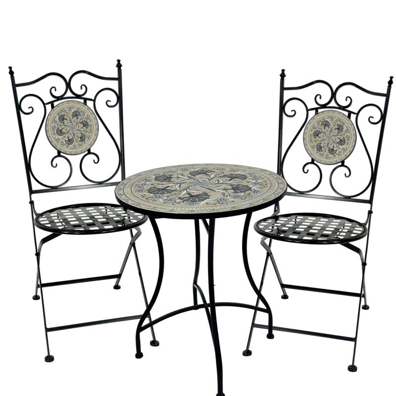 Premium Floreale 3 Piece Mosaic Table and Chairs Set Multi Colour