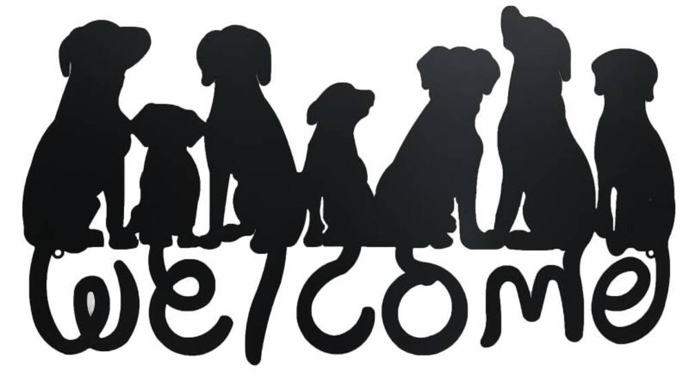 Welcome Dogs Metal Wall Art 71cm - Black, Stylish Home Decor, 1kg - SuperSaverAU - view 1