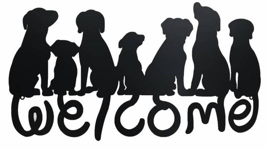 Welcome Dogs Metal Wall Art 71cm