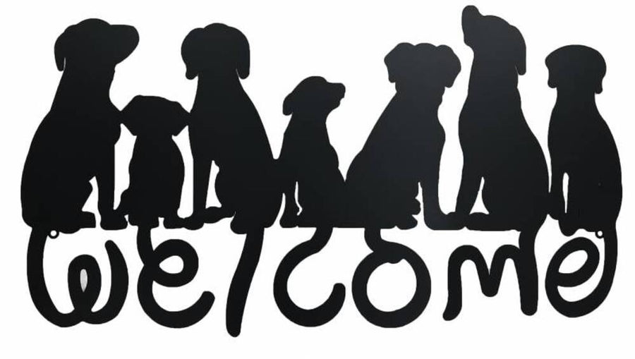 Welcome Dogs Metal Wall Art 71cm - Black, Stylish Home Decor, 1kg - SuperSaverAU - view 1