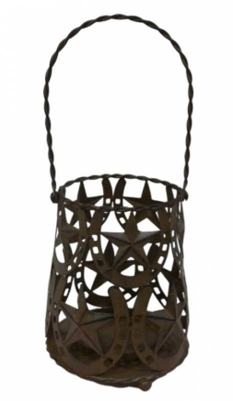 Horse Shoe & Star Candle Holder 16x20cm - Rustic Metal Design