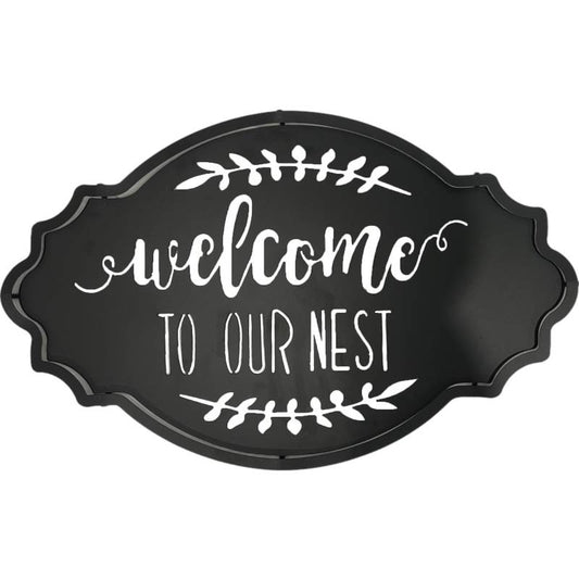 Nest Metal Wall Art Sign 30x50cm - Black