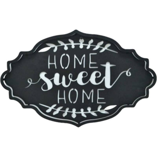 Home Sweet Home Metal Sign Wall Art Decor 22x50cm Black