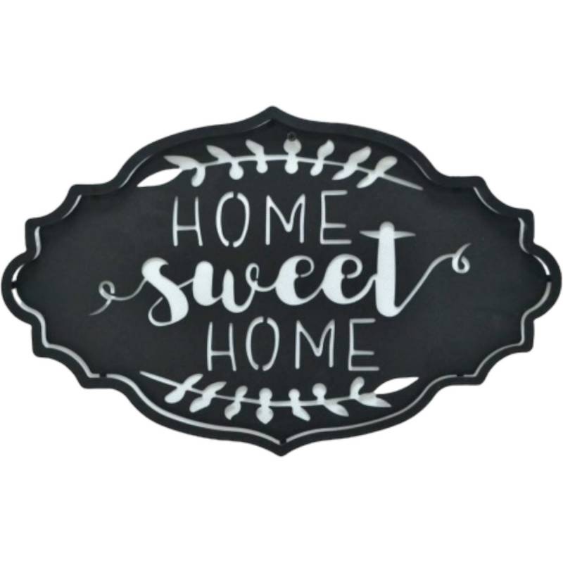 Home Sweet Home Metal Sign Wall Art Decor 22x50cm Black - SuperSaverAU - view 1