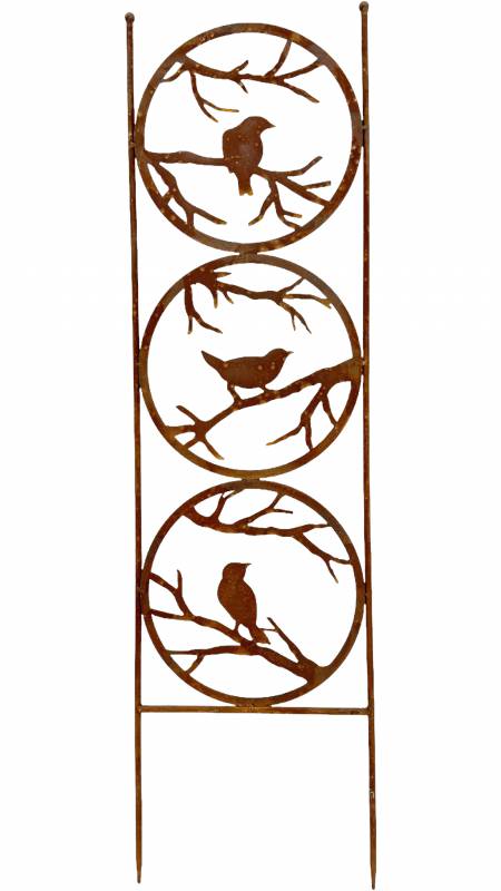 Garden Birds Stake Wall Art - 97cm Metal Decor