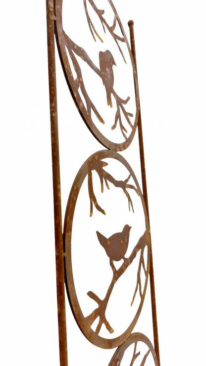 Garden Birds Stake Wall Art - 97cm Metal Decor