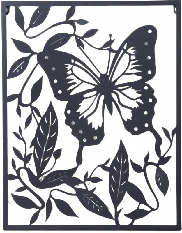 Butterfly Metal Wall Art 37x48cm - Black, Stylish Home Decor, 1kg - SuperSaverAU - view 1