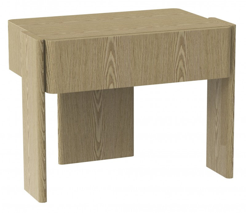 Theodore 45cm Oak Bedside Table MDF Wood Veneer Modern Bedroom Nightstand