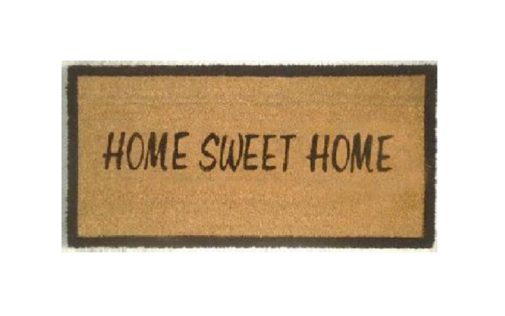 Large Home Sweet Home Doormat 90cm Coir Fibre & Rubber, Durable Design - SuperSaverAU - view 1