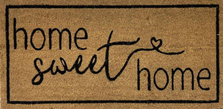 French Provincial Door Mat 90x45cm, Durable Coir Fibre with Rubber Base, Natural/Black - SuperSaverAU - view 1