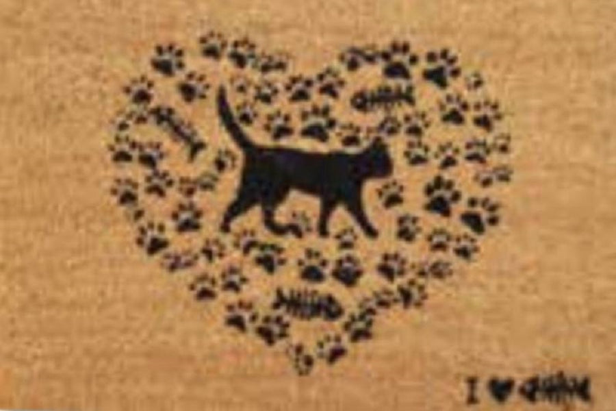 Cat Love Doormat 60cm - Durable Coconut Fibre & Rubber Base, Multi Colour - SuperSaverAU - view 1