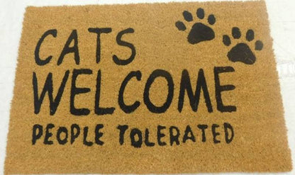 Cats Welcome People Tolerated Doormat, Multi Colour, 60x40cm, Coir & Rubber