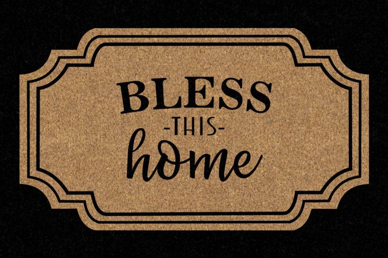 Bless This Home Doormat 60x40cm - Durable Coir Fibre & Rubber, Multi Colour - SuperSaverAU - view 1