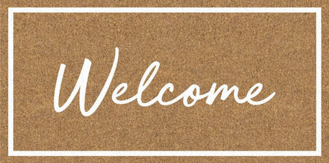 French Provincial Welcome Cursive Doormat 90x45cm, Durable Coir & Rubber - SuperSaverAU - view 1